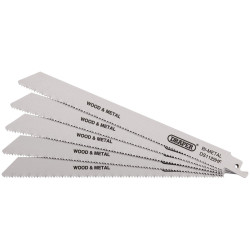 Draper 38754 Bi-metal Reciprocating Saw Blades-M/Purpose Cutting 225mm 10tpi 5Pc