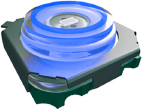 Short-stroke pushbutton, 1 Form A (N/O), 50 mA/28 V, illuminated, blue, actuator (transparent), 4 N, SMD, 3006.2124