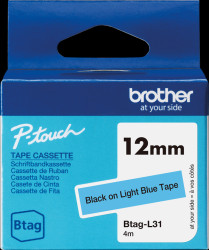 BTAGL31 Labelling tape, black on blue, 12 mm, Btag
