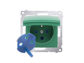 SIMON 54 Gniazdo DATA do wersji IP44 zielony z kluczem uprawniającym BEZ USZCZELKI napis DATA na klapce DGD1B.01/33 KONTAKT SIMO