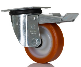 Koło samonastawne średnica kabla 100mm Płyta LAG 200kg wysokość całkowita 129mm