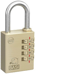 Basi 6220-4000 Padlock Combination Brass/Steel 3-Digit Secure Lock