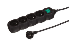 Przedłużacz 4-gniazdowy, 1,5m czarny, z wyłącznikiem, 3x1,0mm OWY / 25354