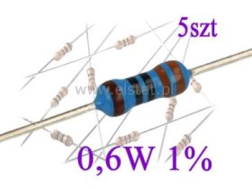 Rezystor metaloxid 2,2M Ohm 0,6 W 1