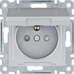 Lumina Gniazdo zasilające z uziemieniem i pokrywą przesłony styków 16 A/250 VAC srebrne WL1142