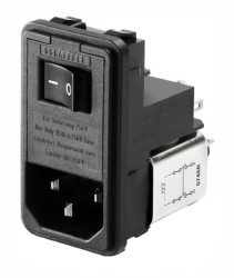 Gniazdo zasilające IEC z filtrem przeciwzakłóceniowym 4A IEC/EN 60939 Schaffner Montaż na panelu