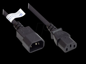 P1430-S030 Cold device extension C14 to C13 , black, 1.00 mm², 3 m