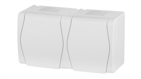 Hermes2 Gniazdo Hermetyczne Podwójne Z/U 16A Ip44 Z Klapką Pełną Białe 1022-00