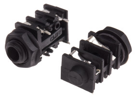 Złącze Jack 6,35 mm Żeński Mono Montaż na płytce drukowanej Czarny