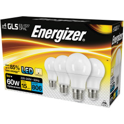 Energizer® S14057 LED ES (E27) Opal GLS Non-Dim Bulb Warm White 806lm 8.2W Pk4