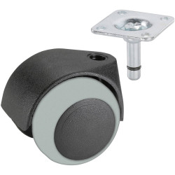 D&#xF6;rner &#x2B; helmer 761101 Twin Wheel Caster Soft Surface TPE Black Plastic