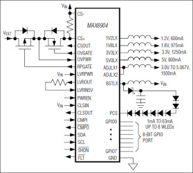 High-Efficiency Power-Management IC with I²C Control for 2-Cell Li+ Battery Operated Devices