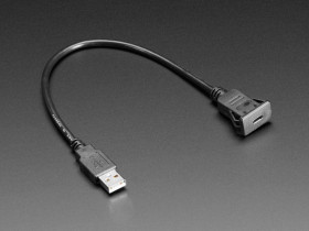 Adafruit Snap-In Panel Mount Cable - USB C Socket to USB A Plug