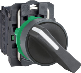 Toggle switch, unlit, latching, 1 Form A (N/O), waistband round, black, front ring black, 2 x 90°, mounting Ø 22 mm, XB5AJ21