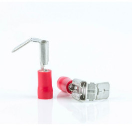 Insulated flat plug sleeve with branch, 6.3 x 0.8 mm, 0.5 to 1.5 mm², AWG 22 to 16, brass, tin-plated, red, BYB-4-07F5073