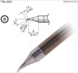T39-JS02 Aktiv-Lötspitze T39-JS02, 0,2 mm, gebogen, konisch