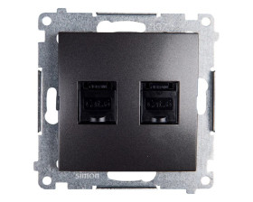 Simon 54 Gniazdo komputerowe podwójne 2xRJ45 kat.6 z przesłoną antracyt D62.01/48