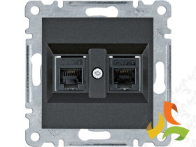 LUMINA Gniazdo telefoniczne podwójne RJ11 czarne WL2023 HAGER