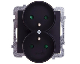 SONATA Gniazdo podwójne z/u z przesłonami czarny metalik GP-2RRZP/m/33