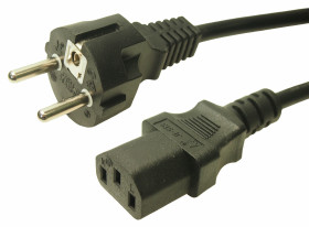 Power Cable Assembly złącze A: CEE 7/7 złącze B: IEC C13 1m 10 A 250 V 0,75 mm2 Czarny