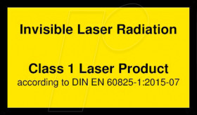 70119558 Laser warning label English DIN EN 60825, class 1, 38x23 mm, yel