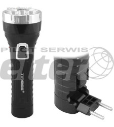 Latarka 7 LED czarna, plastik, akumulator