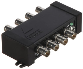 Aktywny wzmacniacz 4-kanałowy sygnału wideo CVBS, PAL do kabli koncentrycznych (BNC) z korekcją sygnału, max.1200m VCA-4/1200