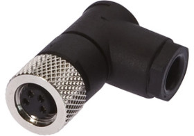 Gniazdo kablowe kątowe połączenie lutowane fi3,5-5mm 4A 30V -40-85stC M8 żeńskie 4pin IP67 VK003071