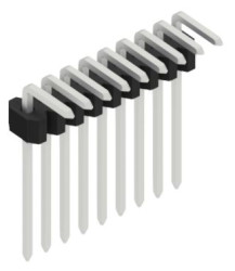 Pin header, 9 pole, pitch 1.27 mm, angled, black, 10061074