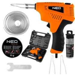 Lutownica transformatorowa 200W w walizce ( lutownica, pasta lutownicza, kluczyk, luty cynowy, wymienne groty) 19-152 NEO