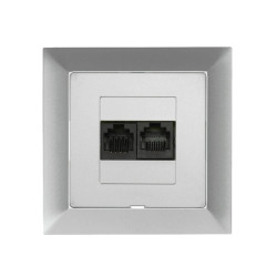 Premium Gniazdo komputerowe 2x8pin zacisk krone kolor srebrny GTP - 22 Pr SR