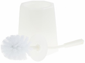 Szczotka do toalety, Średni, Biały, Nylon, zastosowanie: Czyszczenie toalet, Zestaw szczotki do WC i pojemnika