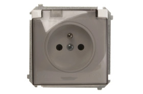 Simon Basic Gniazdo bryzgoszczelne z/u IP44 z klapką dymną białe BMGZ1B.01/11a