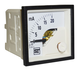 Amperomierz analogowy panelowy DC zakres Maximum of 20mA wysokość wycięcia: 48mm wartość 20mA +55°C Sifam Tinsley