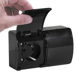 VIPLAST KOALA Gniazdo Podwójne Hermetyczne Natynkowe z Uziemieniem Bolcem Czarnymi Klapkami