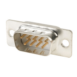 TruConnect 9 Way Solder Lug, D-Type Plug Connector, Panel or Backshell Mount