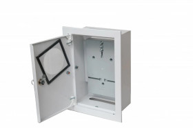 Rozdzielnica podtynkowa metalowa 1x1F na licznik elektroniczny zamek okienko RAL 9003 A-RW18E