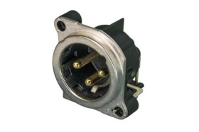 XLR panel plug, 3 pole, gold-plated, NC3MBH-1