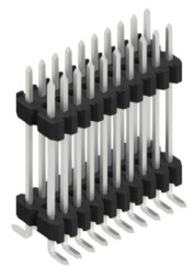 Pin header, 20 pole, pitch 1.27 mm, angled, black, SLVW11SMD12720Z