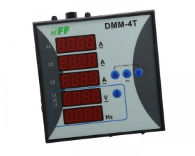 Miernik parametrów sieci 3-fazowy 12-400V AC 1-9000/5A 10-100Hz cyfrowy tablicowy 96x96mm DMM-4T