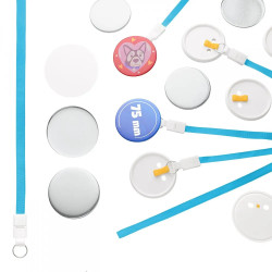 Przypinki 75mm ze smyczą niebieskie zestaw 50 sztuk