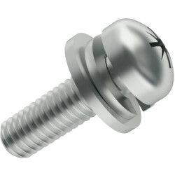 Combination screw, PZ cross slot, M4, Ø 8 mm, 8 mm, steel, galvanized, ISO 7045, 081.58.436
