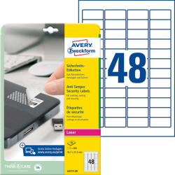 L6113-20 Security labels, water-resistant, 45.7 x 21.2 mm, 960 pieces, wh