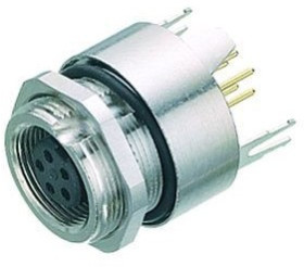 Panel socket, 5 pole, solder connection, screw locking, straight, 09 0416 35 05