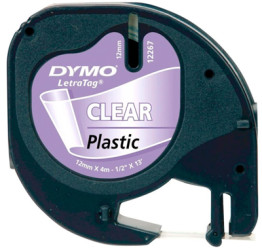 Letratag tape, 12 mm, tape transparent, font black, 4 m, S0721530