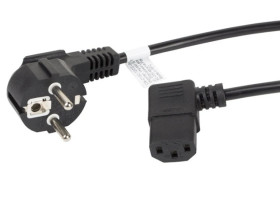 KABEL ZASILAJĄCY CEE 7/7-IEC 320 C13 3M KĄTOWY PRAWO VDE CZARNY LANBERG