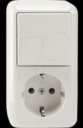 MEG3495-8719 Combination socket/off/toggle switch - 1-pin, polar white, surfa