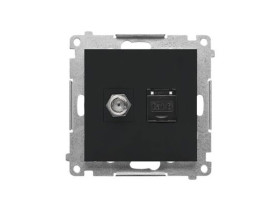SIMON 55 Gniazdo antenowe typu „F” + RJ45 kat.6 czarny mat TASFRJ45.01/149 KONTAKT SIMON