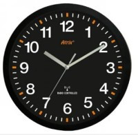 TIM-ZEGAR300C Zegar ścienny DCF, tarcza czarna, plastik - średnica 300mm - zasilanie 1xAA