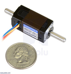 Pololu Sanyo Miniature Stepper Motor: Bipolar, 200 Steps/Rev, 14×30mm, 6.3V, 0.3 A/Phase, Double Shaft